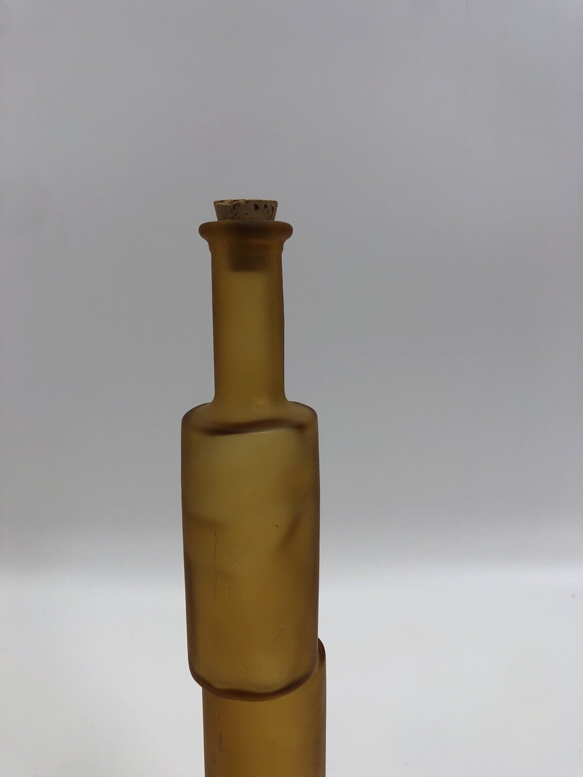 Vintage Artistic Crank Shaped Offset Cylinders Blue Glass Oil/Vinegar Bottle