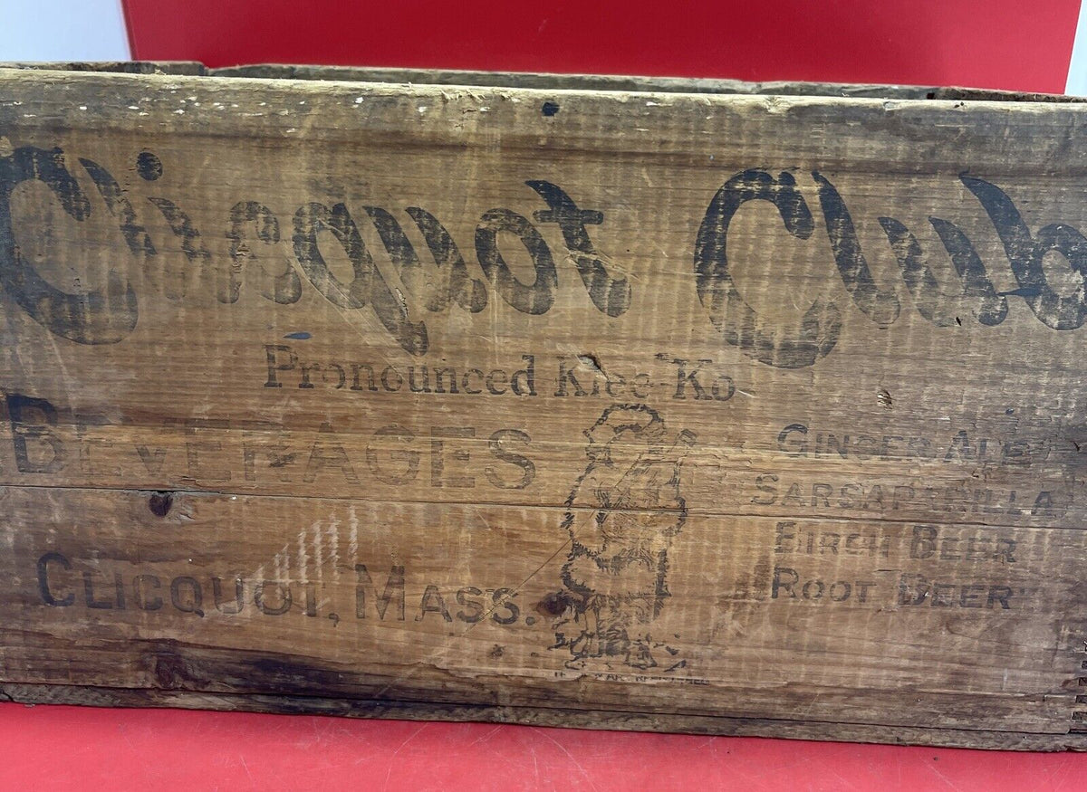 Antique Clicquot Club Wooden Soda Beverage Crate Box, Ginger Ale Sarsaparilla