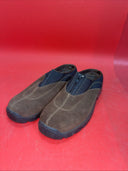 BASS Women's Slip on Suede Mules with Zipper  Size 7 Brown With Black Trim