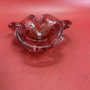 Art Folded Glass Red & Gold Aventurine Flecked Bowl Candy Trinket