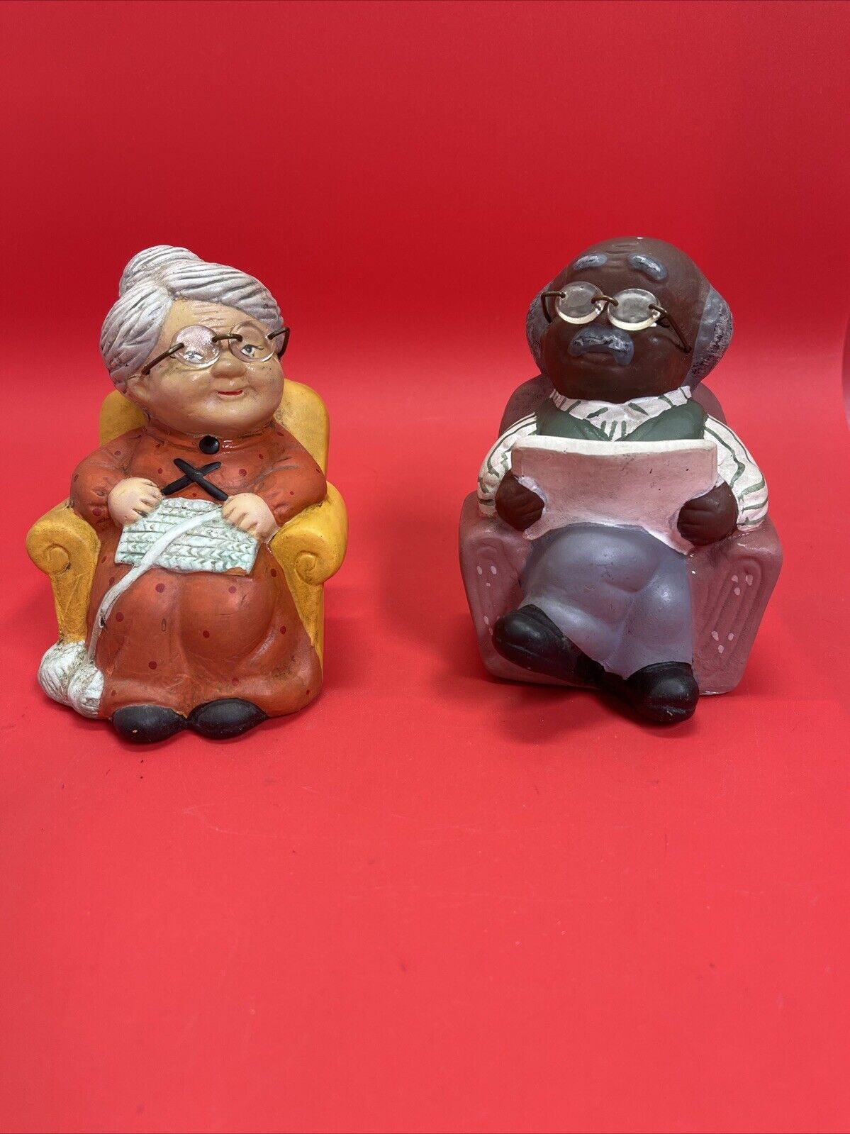 Grandma & Grandpa Ceramic Piggy Banks Vintage