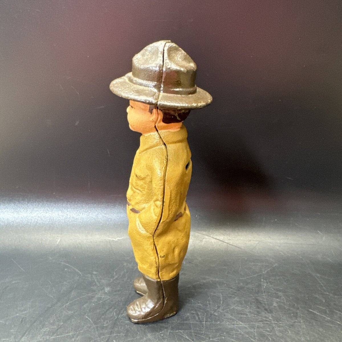 Ranger Dough Boy Solider Cast Iron Still Penny Bank