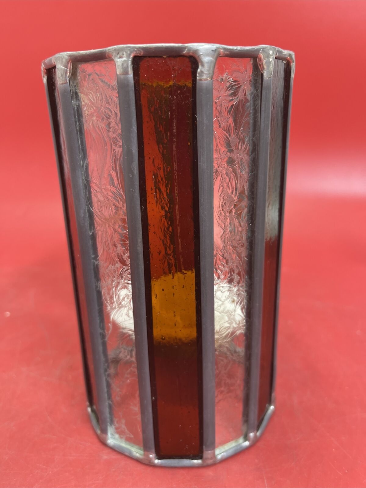 Vintage Candlestick, stained glass, 6 inches high, handmade