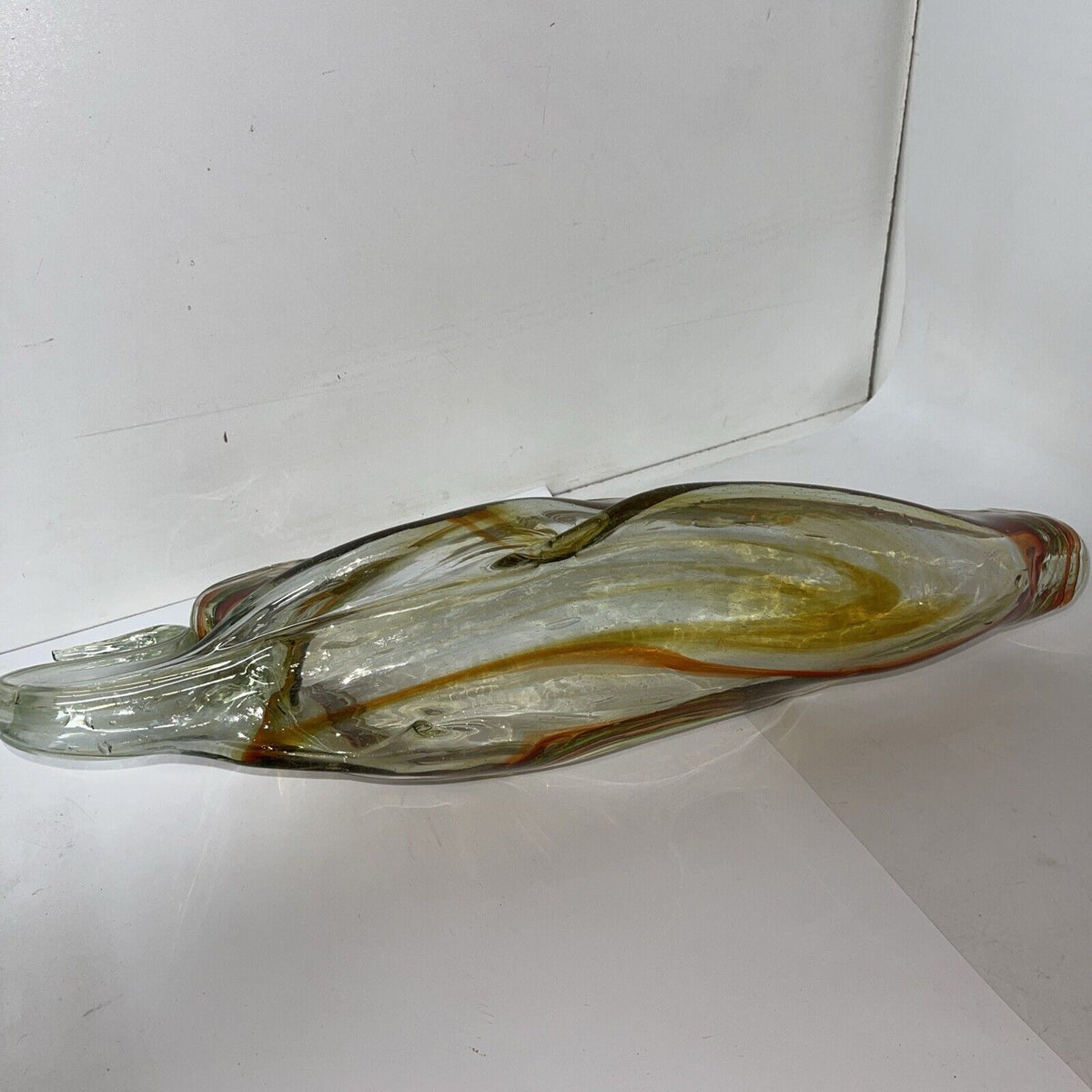 Vintage Large 20" Blown Art Glass Swan  Centerpiece Planter Bowl Dish