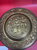 Vintage 22.5” Peerage Brass Relief Repousse Wall Hanging Plaque of Pub Scene