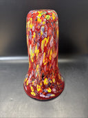 Murano Vase Made In Italy Red Millefiori Hand Blown Glass Heavy Vase 11" Tall
