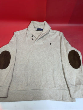 Polo Ralph Lauren Sweater Size XL Mens  Shawl Collar Button Elbow Patch Pony