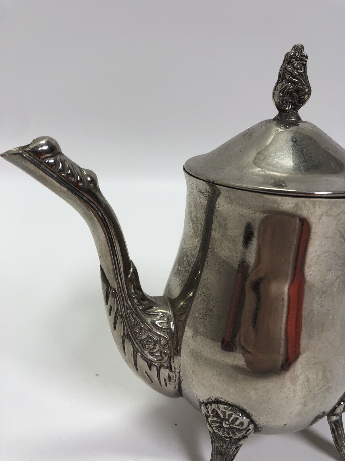Antique Silverplate Coffee/Tea Pot Footed Hinged Lid - Pretty