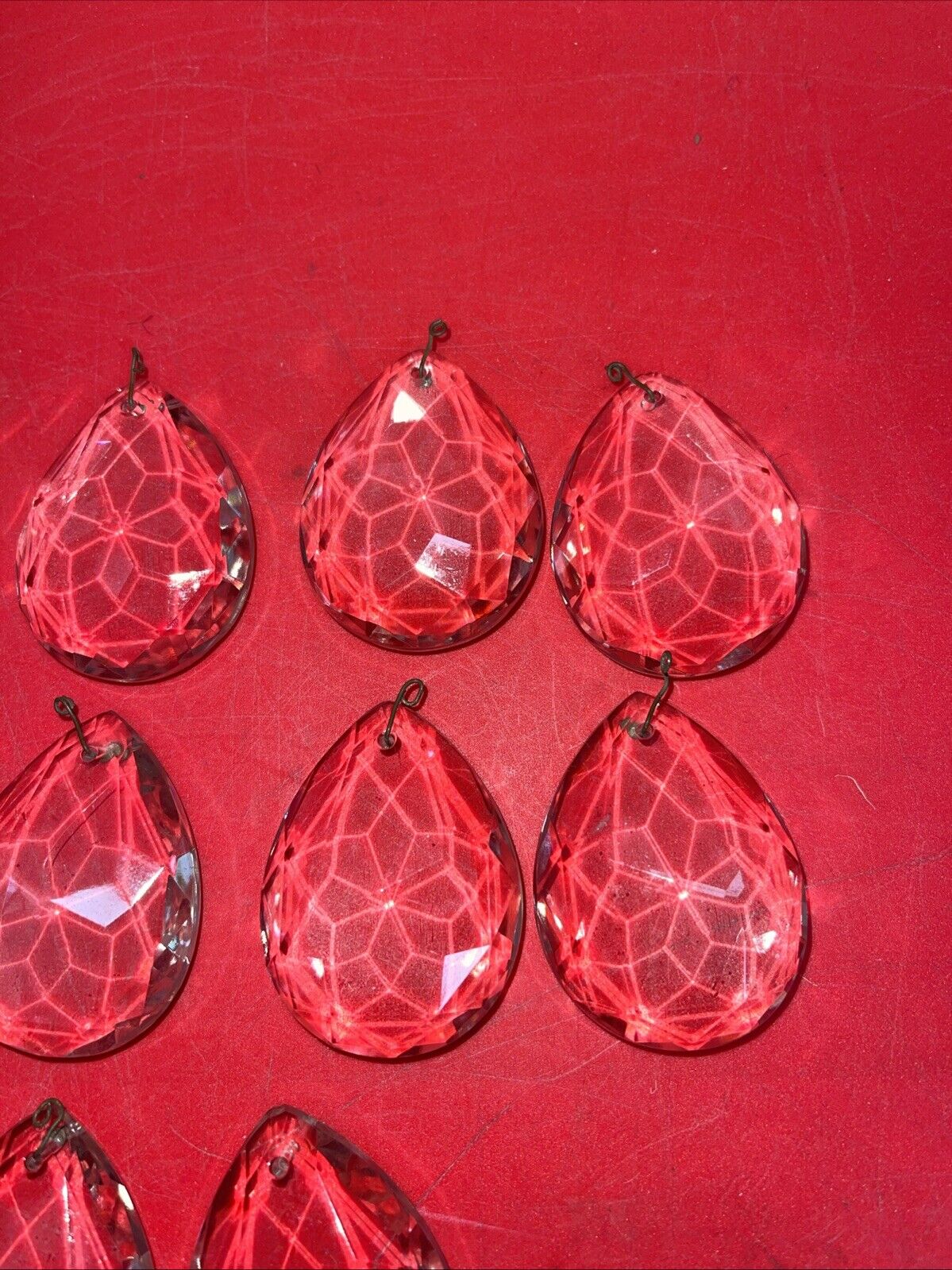 16 Vintage Faceted Glass Tear Drop Prisms Chandelier Lamps #9