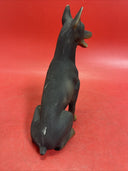 Vintage Black Doberman Pinscher  Sitting Dog Sculpture