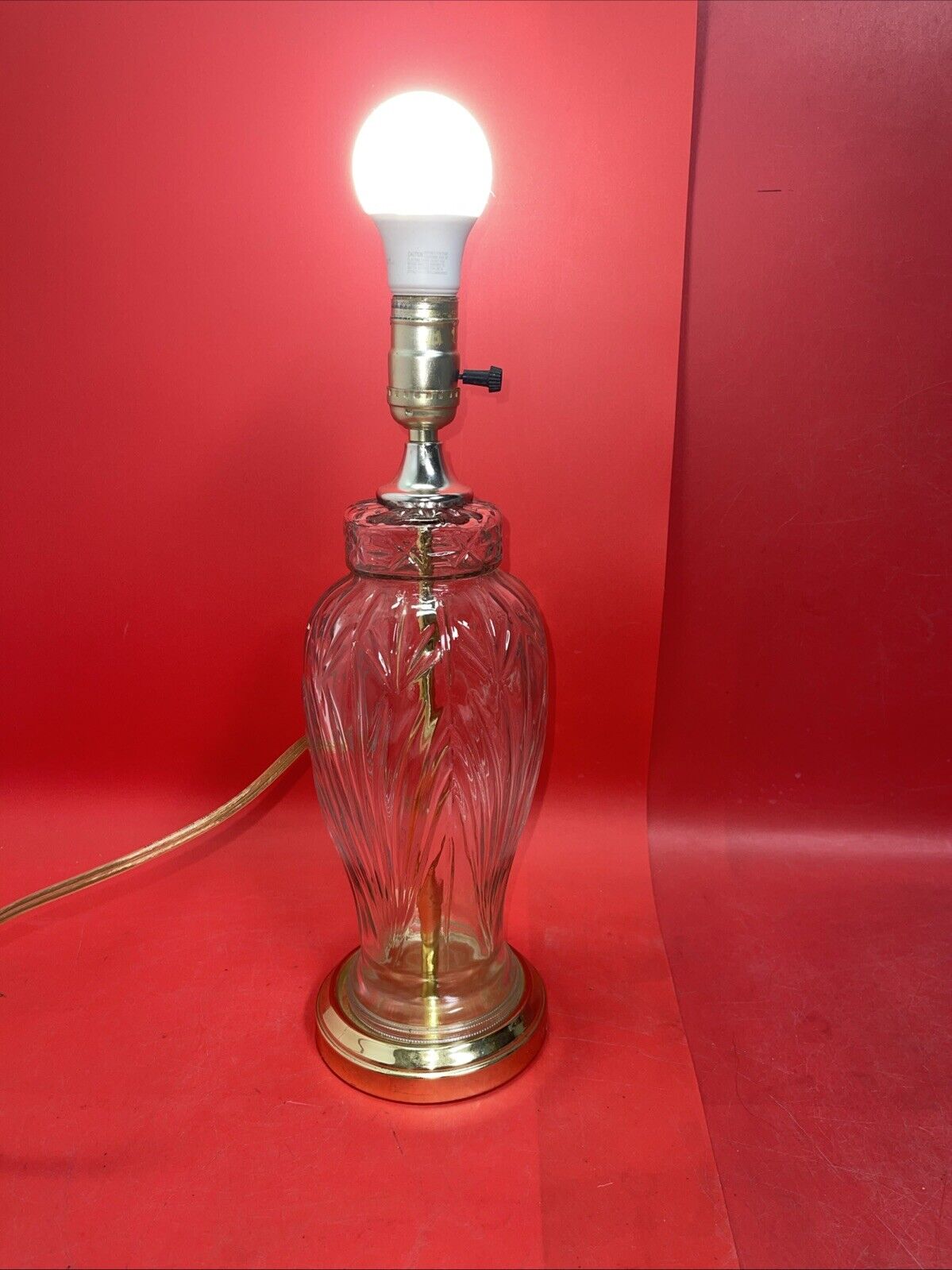 Vintage Lamp Excelsior Lead Crystal Brass Art Deco 16 Inches Bulb Included