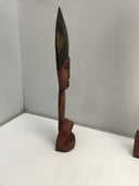 Pair Of Two Odd Wood Sculptures Figures  vintage Hand Crafted