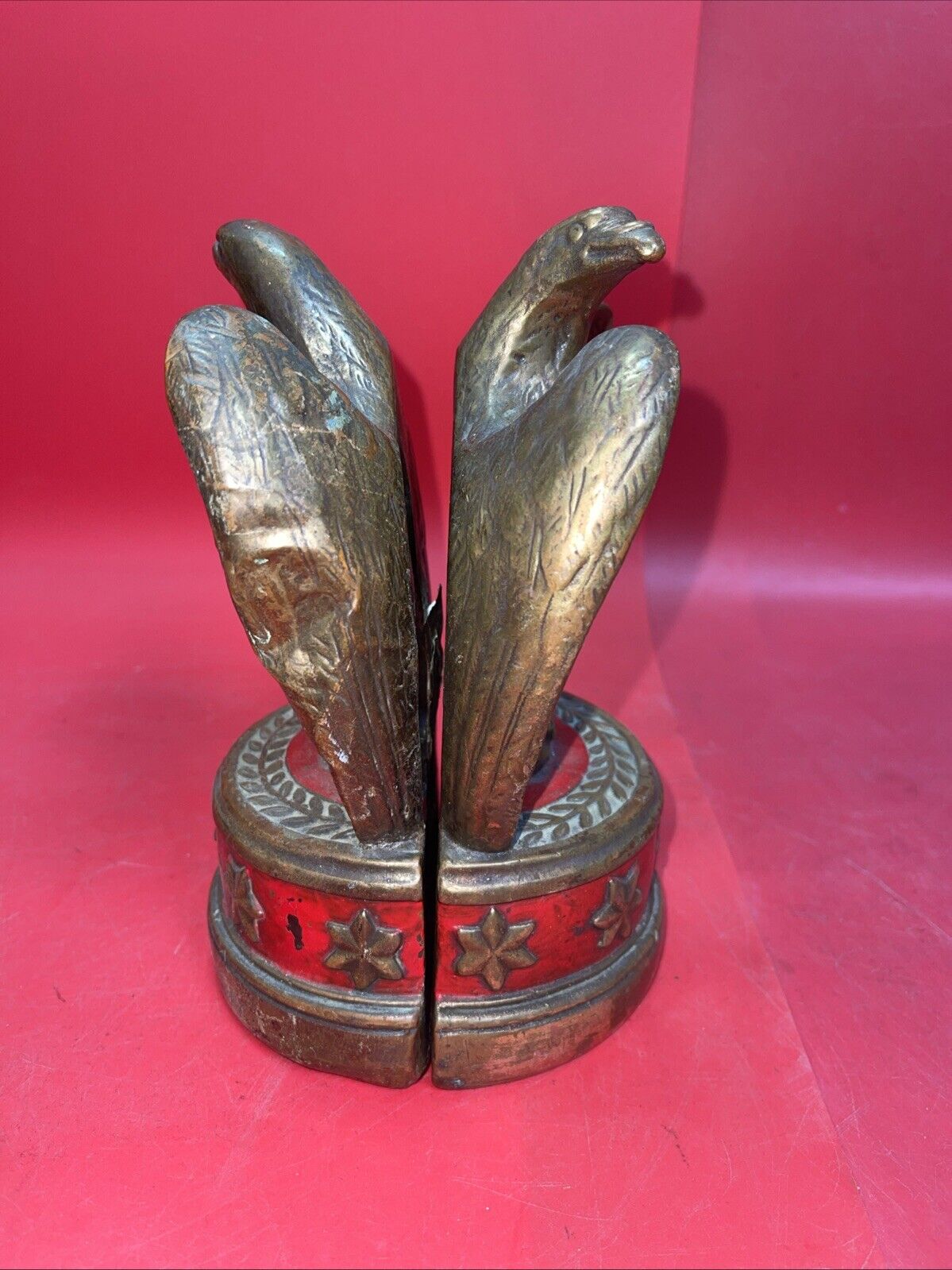 Pair of Patriotic JFK Reproduction Bronze Eagle Bookends (Damage)