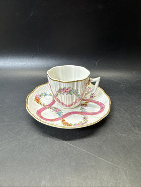 Vintage Porcelaine de Paris France Mini Cup & Saucer - Floral