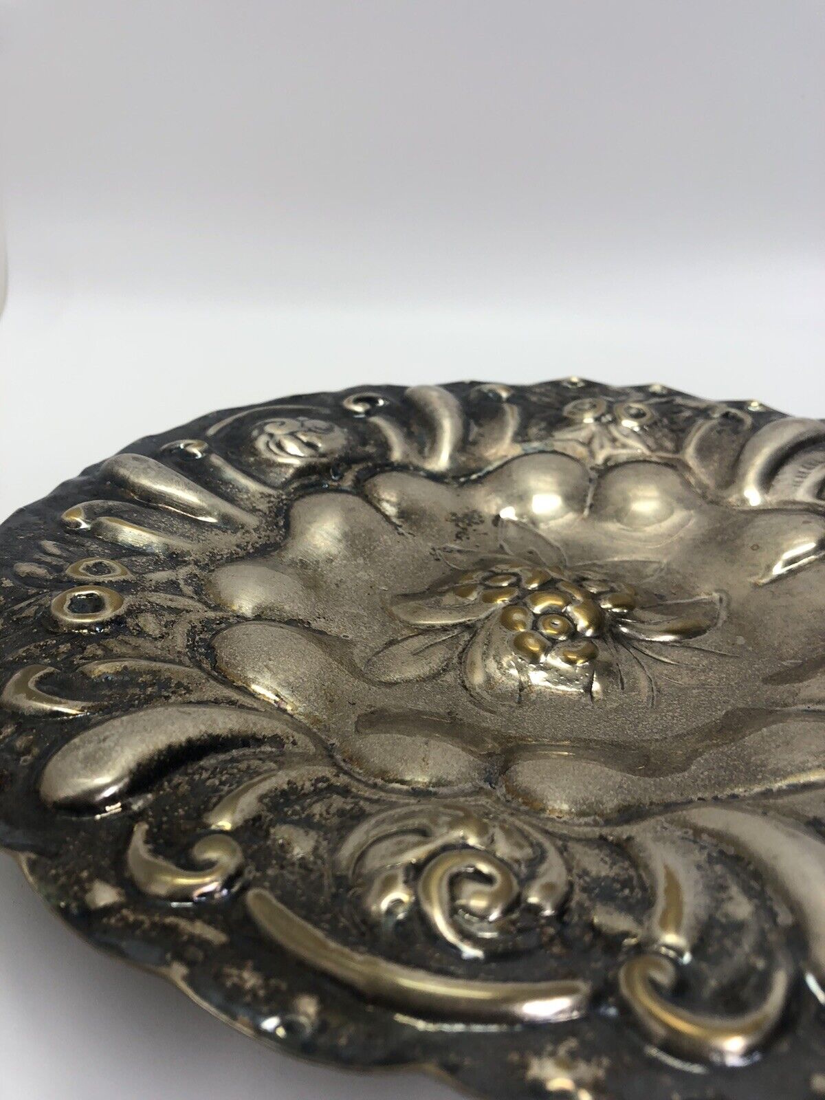 Crosby Silverplate Platter Tray Oval Seashell Scrollwork Edging Embossed