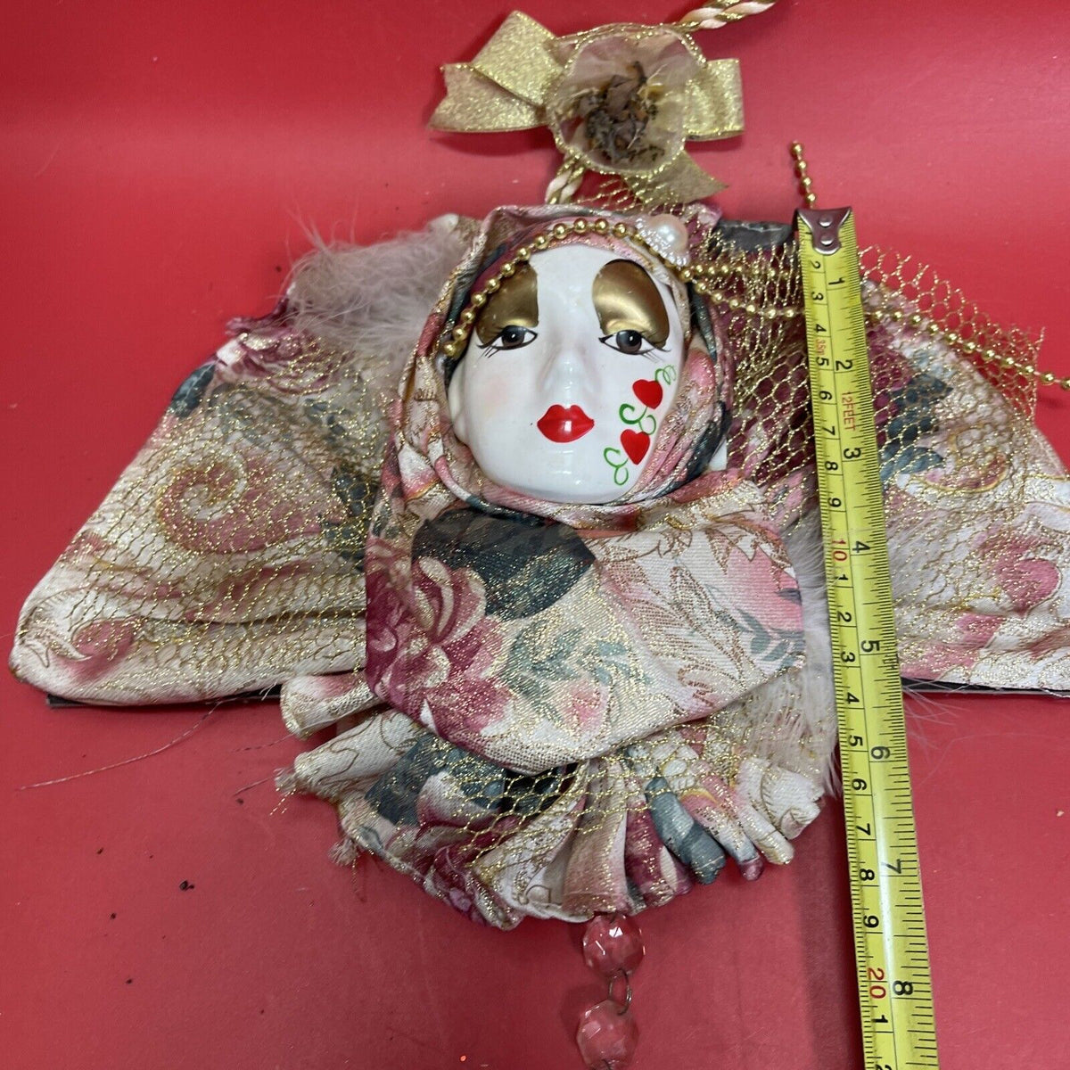 Ceramic Clown Jester Fan Style Ruff Venetian Style Decor Mask Lot 4