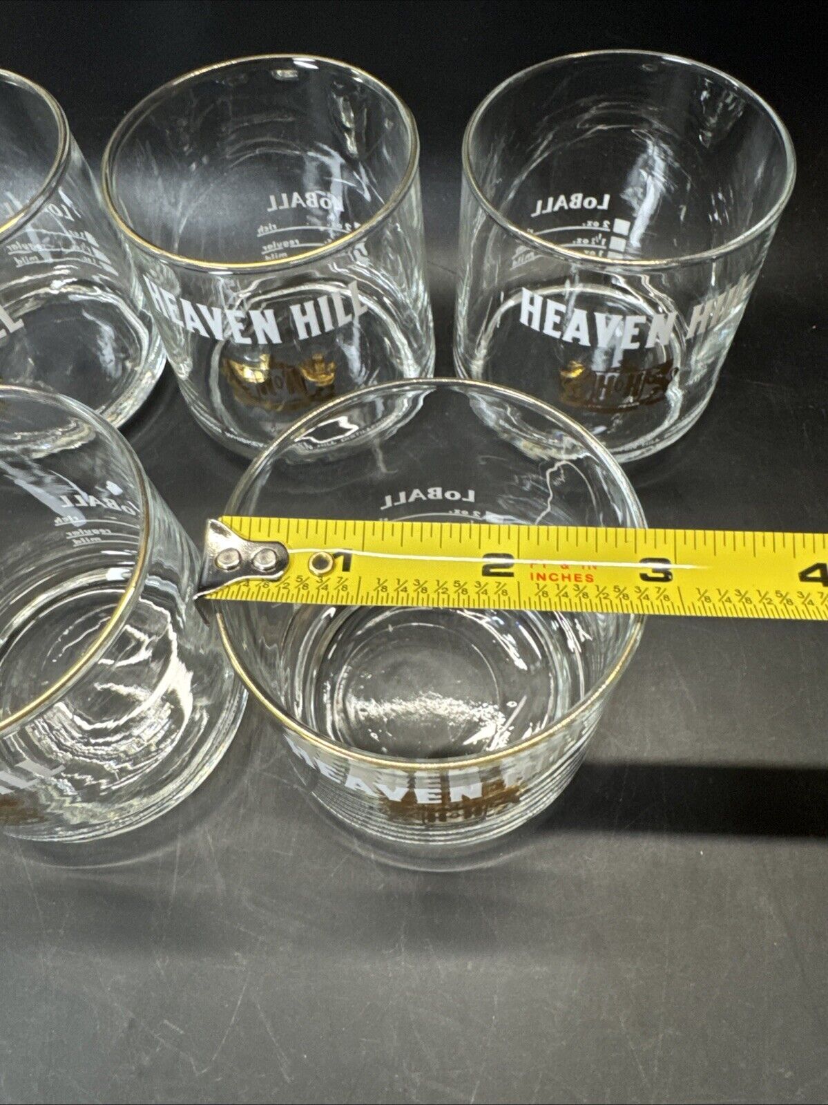 Heaven Hill Gold Trimmed Bourbon Whiskey HiBall Glasses/ Set Of 5