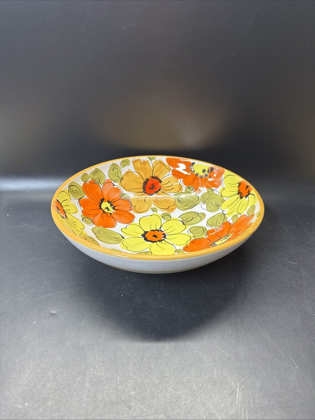 Vintage Floral Serving Bowl 10’/ Italy