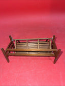 Vintage Miniature Dollhouse Brown Wood Porch Swing Bench Seat w/ Chains Armchair