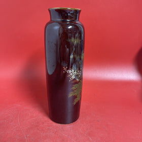 LOVELY LARGE VINTAGE JAPANESE FLORAL AND BAMBOO VASE  10”