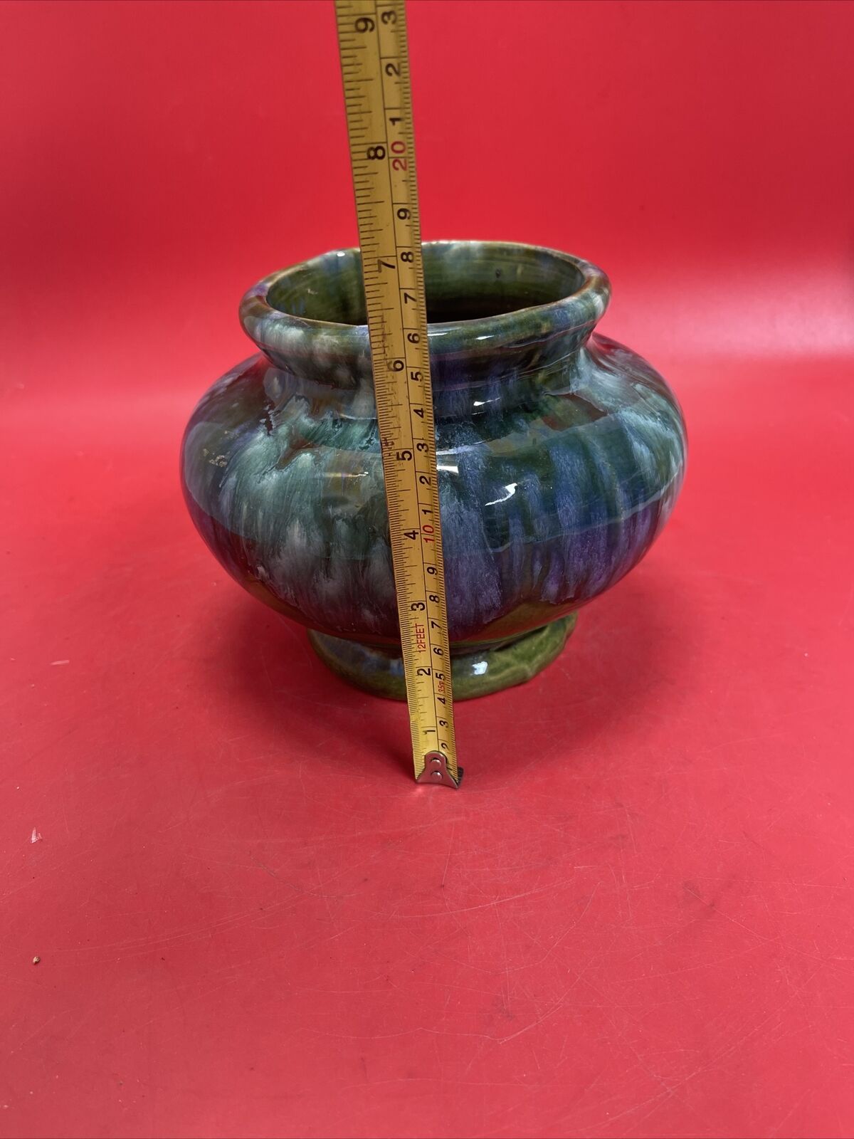 Vintage McCoy Vase Green Drip to Blue Meiji Arts & Crafts