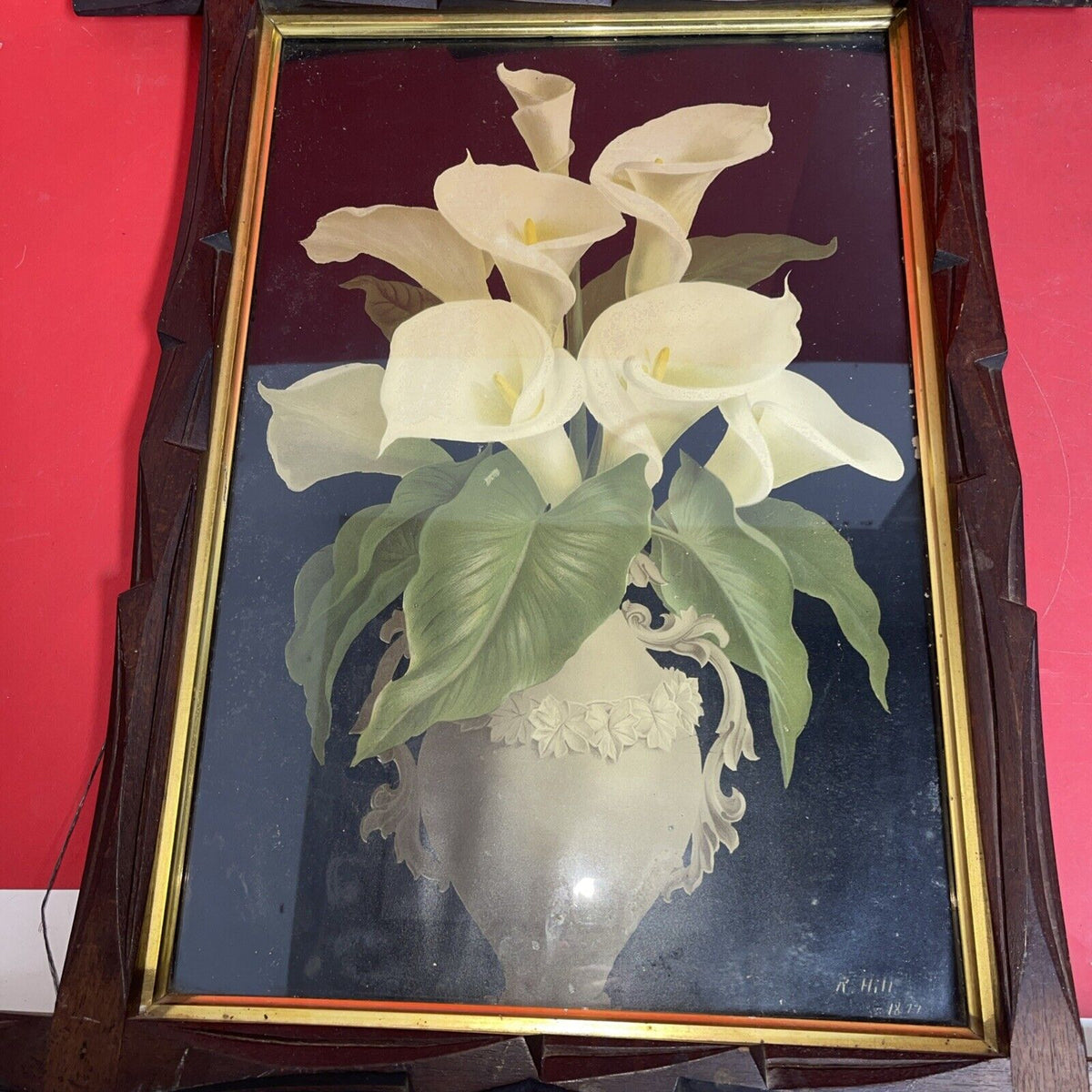 Vintage Calla Lilies In Vase By R Hill Floral Print