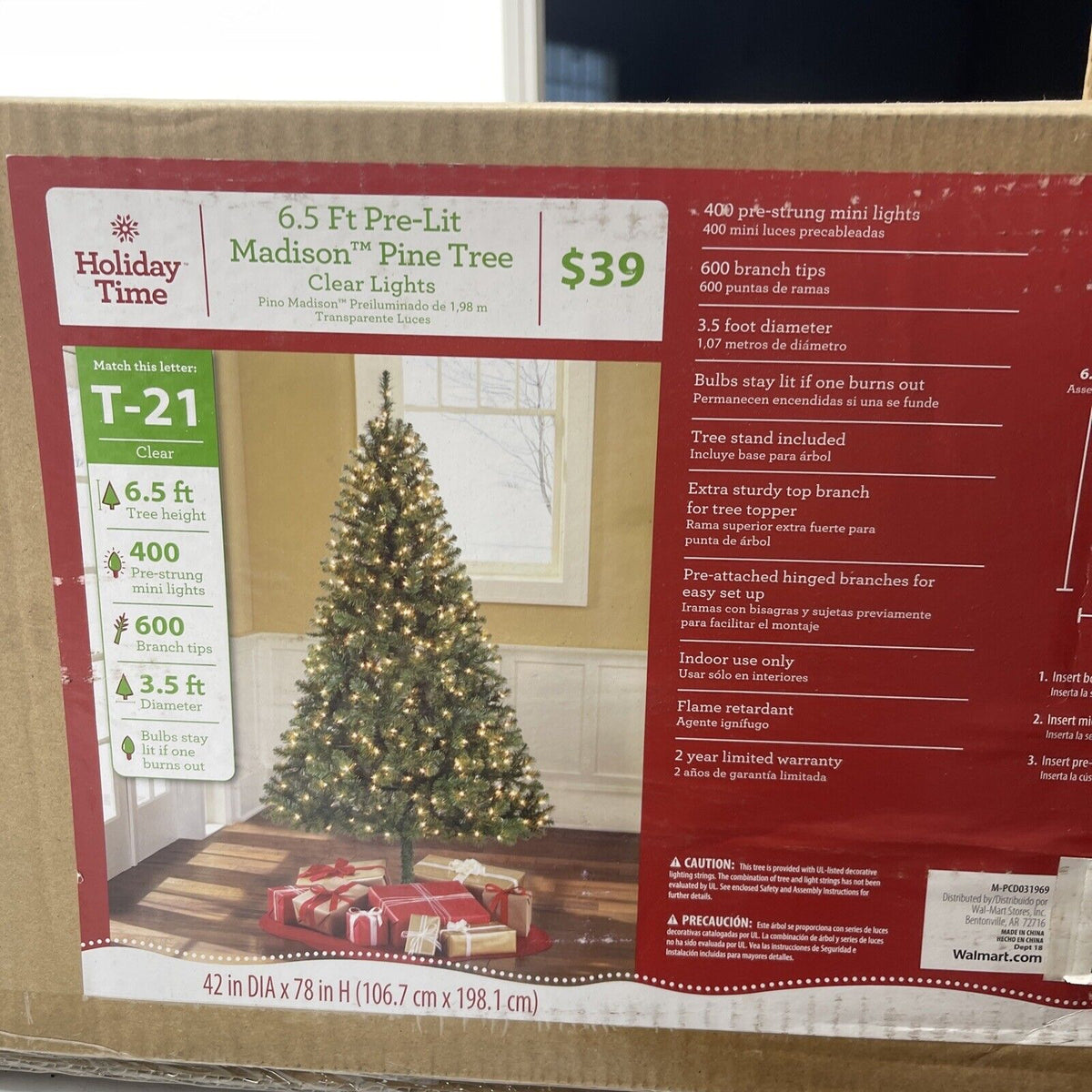 CHRISTMAS TREE Holiday Time 6.5 Ft OPEN BOX 400 Lights