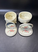 Dresser Jewelry Trinket Vanity Set 2- Mirrors Lidded Footed Floral Porcelain
