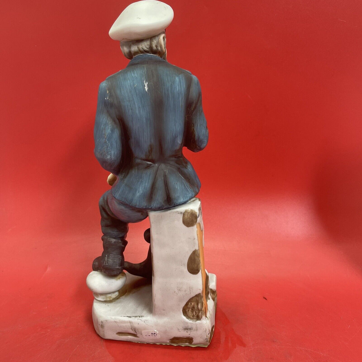 Vintage Bisque Porcelain Sea Captain with Map and Pipe Figurine - 14" Tall