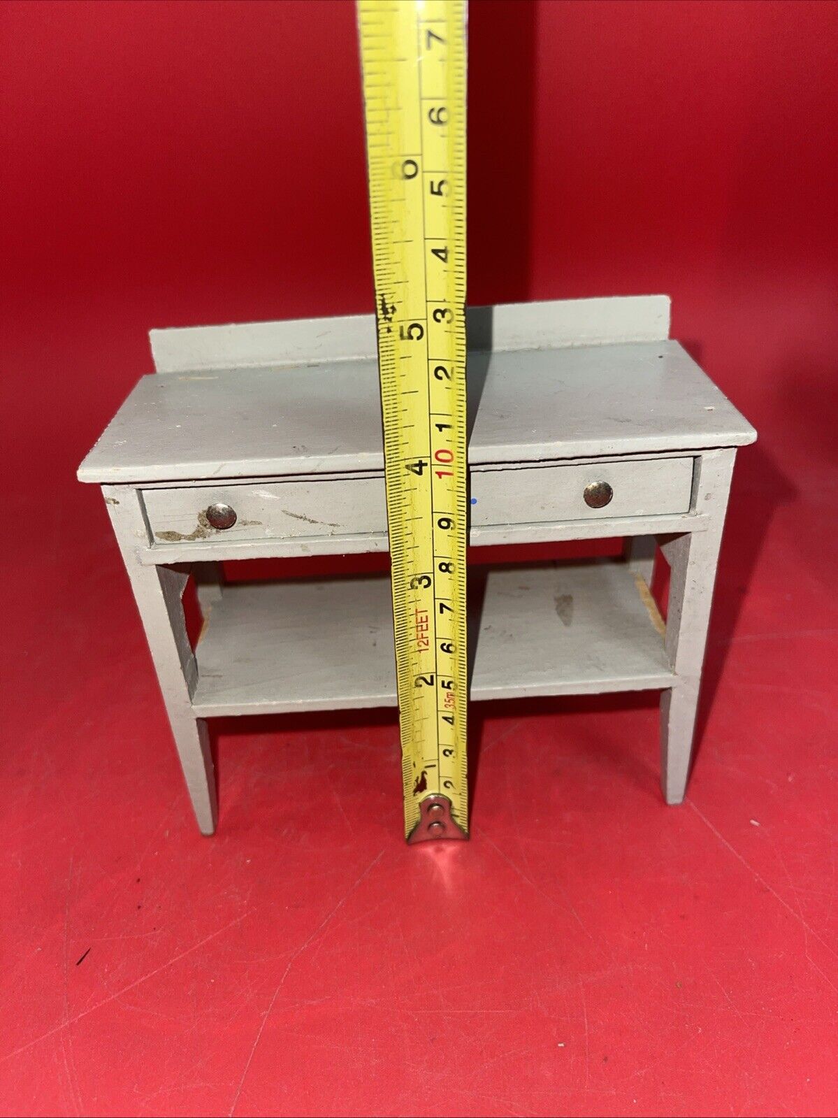 Dollhouse Furniture Vintage Rare Wooden FVC Gray Dining Table 2 Sideboards Chair