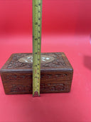 Vintage Hand Carved Teak Wooden Jewelry Trinket Box Made in India Lot 2