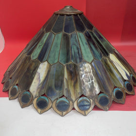 Tiffany Style Stained Glass Lamp Shade Peacock Tail Decorative, 23" Diameter