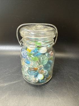 Vintage Collectible Marbles Balls In Jar Decor #2