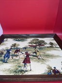 Framed sample of antique house and home textile, Golf in the Colonial Era