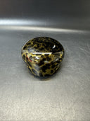 Vintage Hand Blown Amber Tortoise Shell Art Glass Bowl Oval With Folded Edge