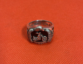 Bradford Exchange Motorcycle Ring Large BGE 925 Ride Hard Live Size14.5 (18.4g)