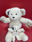 VINTAGE 86 APPLAUSE Bravo Series "Waffles" TEDDY BEAR Cream White With Bow Lot 2