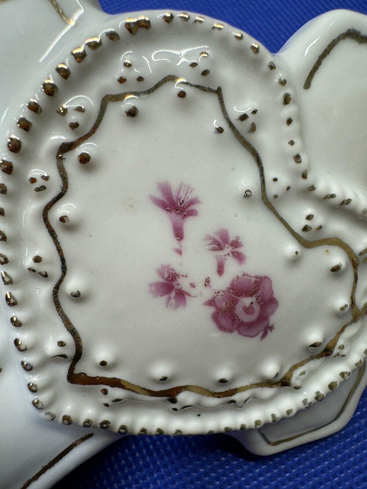 Cross Shape Porcelain Flowers Trinket Box/ Lot Of 2