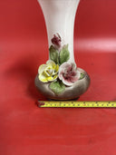 Vintage Capodimonte Porcelain Art Pottery Vase Floral Italy Yellow Flower