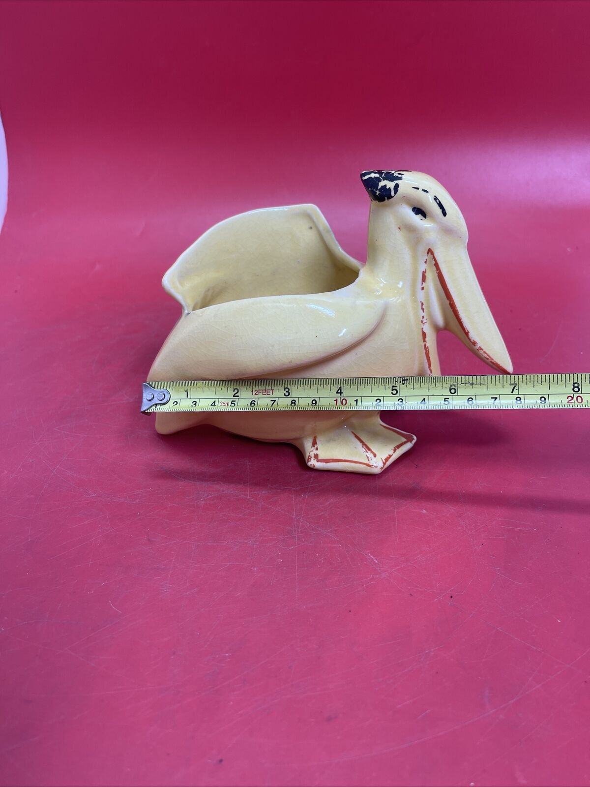 Vintage 1920s NELSON McCOY Cream/Yellow Pelican Ceramic Planter 5.25” T x 7.5” L