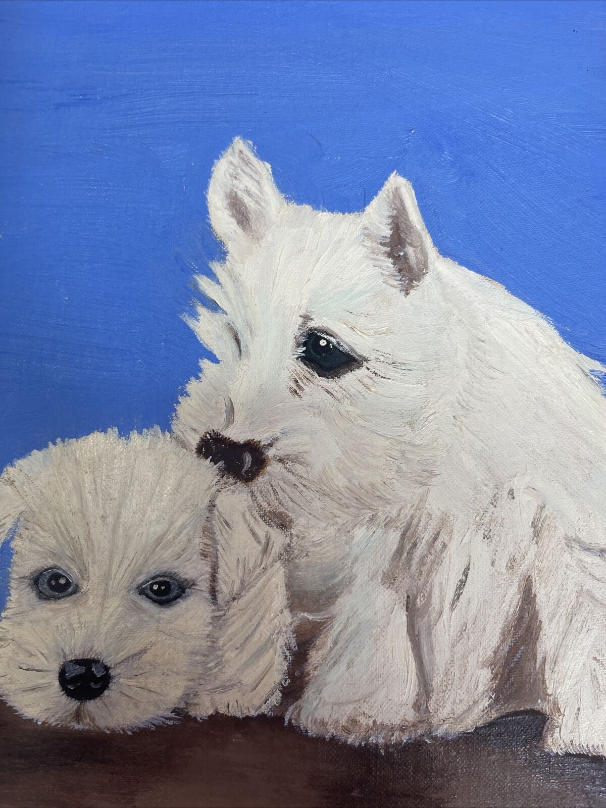 Art West Highland Terrier Acrylic Original 12x9 in. stretched canvas painting
