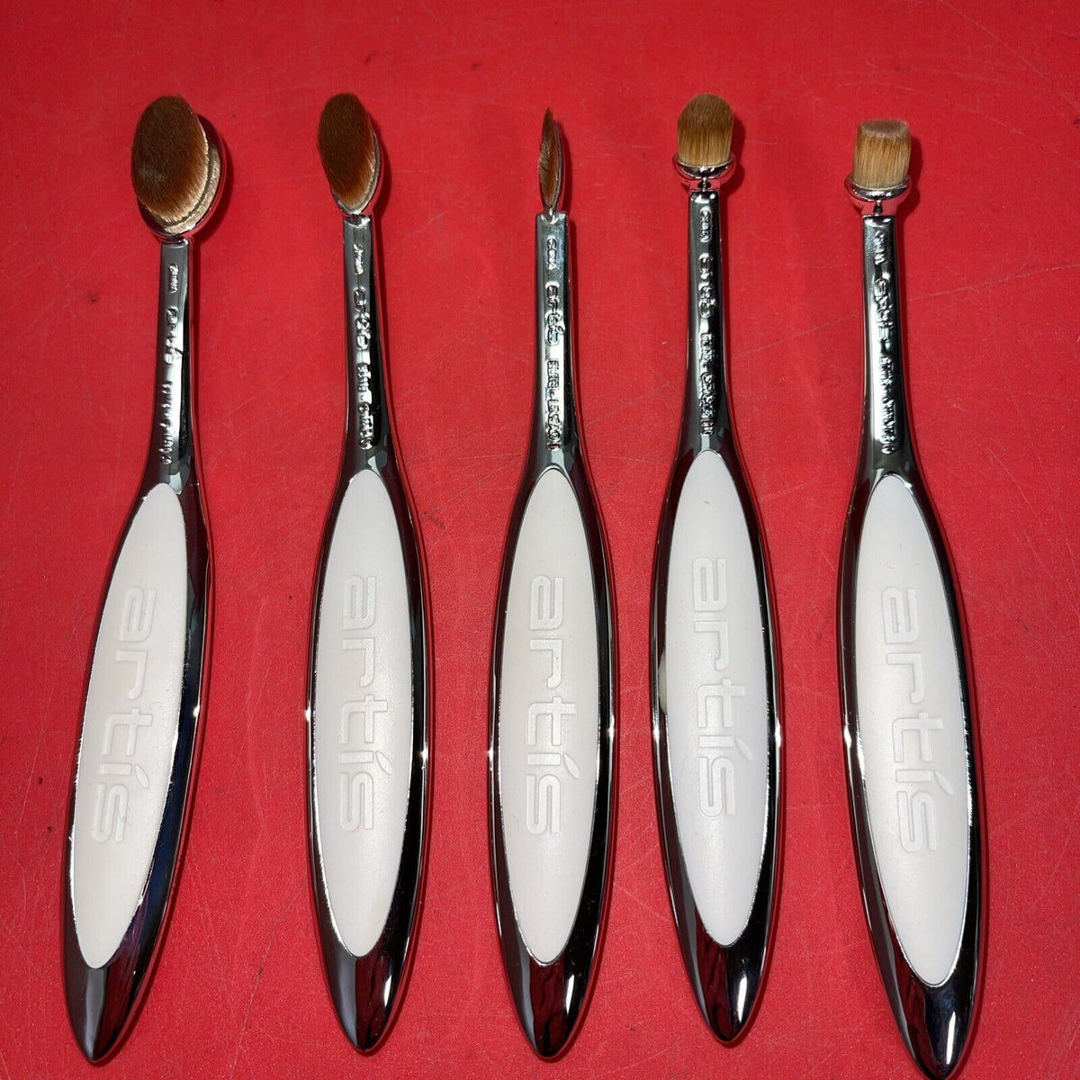 Artis Elite Collection Make-Up Whine Finish Cosme Fibre 5 Brush Set Used #3