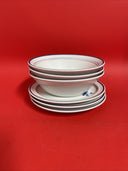 Epoch Blue Tango  Lot 3 Salat Plate & 3 Bowls Soup Symmetry 169 Korea  6 5/8”