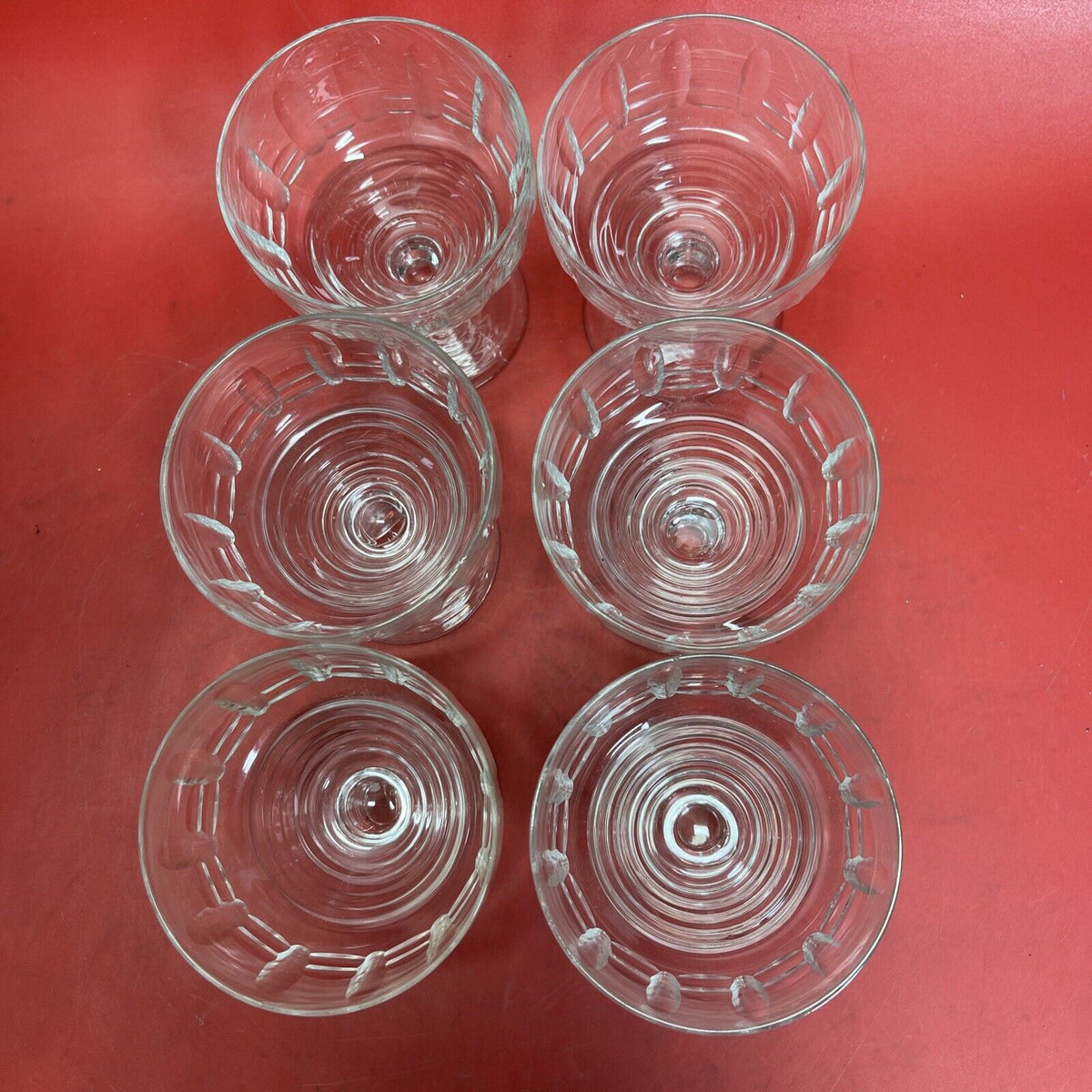 Set Of 6 Bubble Stemmed Crystal Cocktail Glasses