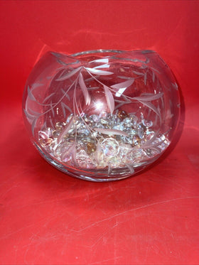 Lenox OPAL INNOCENCE BEAUTIFUL HAND CUT CRYSTAL  ROSE BOWL 8”