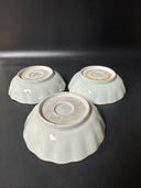 Japanese Ceramic Porcelain Blue White Scalloped Edge Bowls / Set Of 3