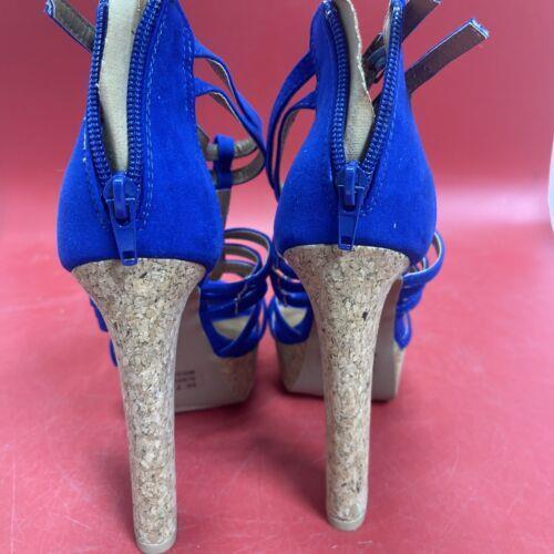 Charlotte Russe Lorde-12 Women's 5" Heels Pump Size 7 Zip Up Buckle Cobalt Blue