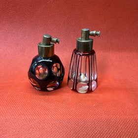 Vintage Miniature Small Fine Cut Glass Perfume Atomiser/ Lot Of 2