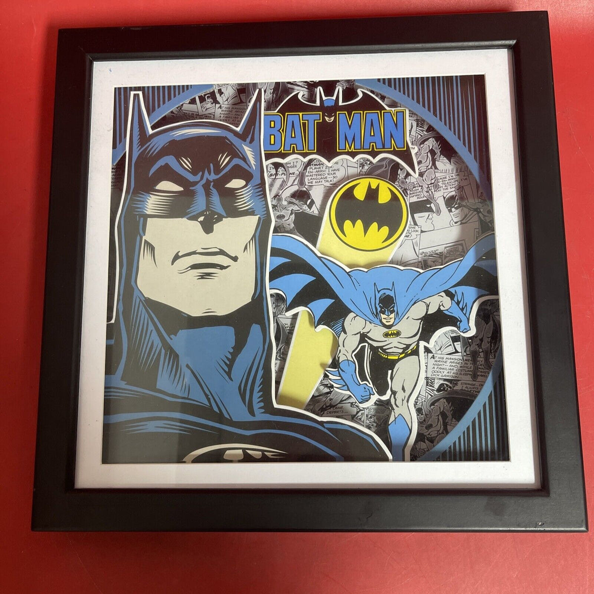 BATMAN 3D Wall Art Framed Display Glass DC Comics 13" x 13" Warner Bros NEW