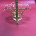 Hand Blown Murano Style Yellow Amber Art Glass Vase